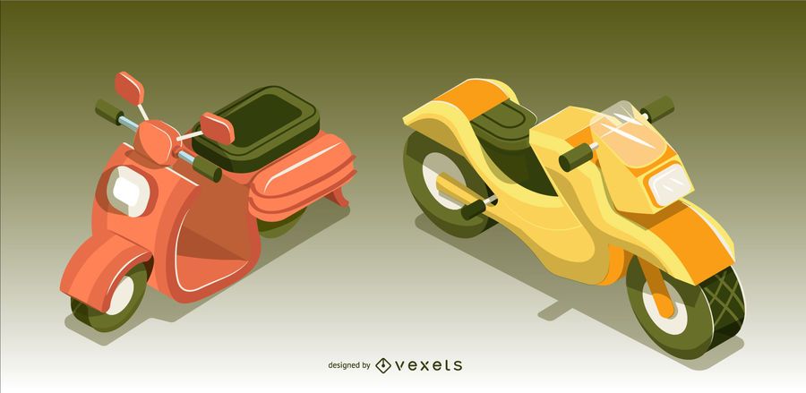 Conjunto de design de veículo de moto isométrica Conjunto de design de veículo de moto isométrica