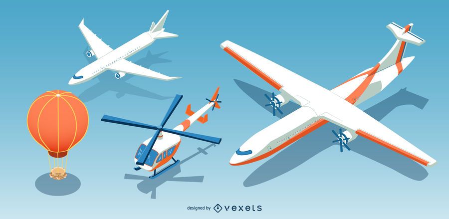 Conjunto de aeronaves isométrico Conjunto de aeronaves isométrico