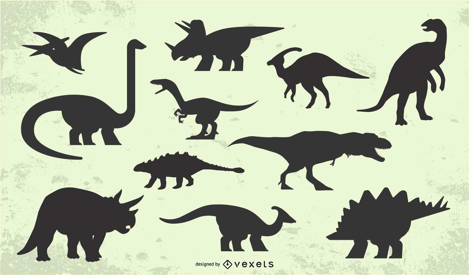 Conjunto de silhueta de dinossauro