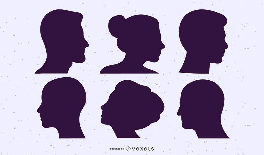 People heads silhouette set People heads silhouette set