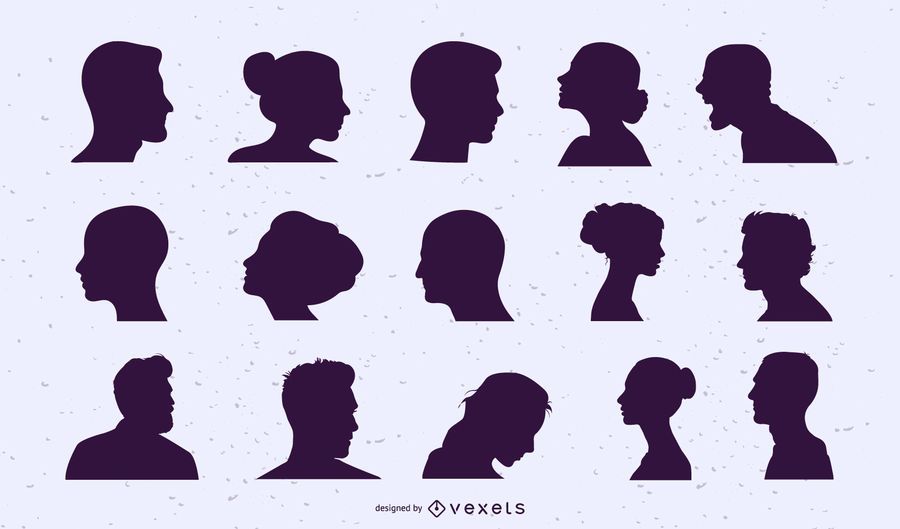People heads silhouette set People heads silhouette set