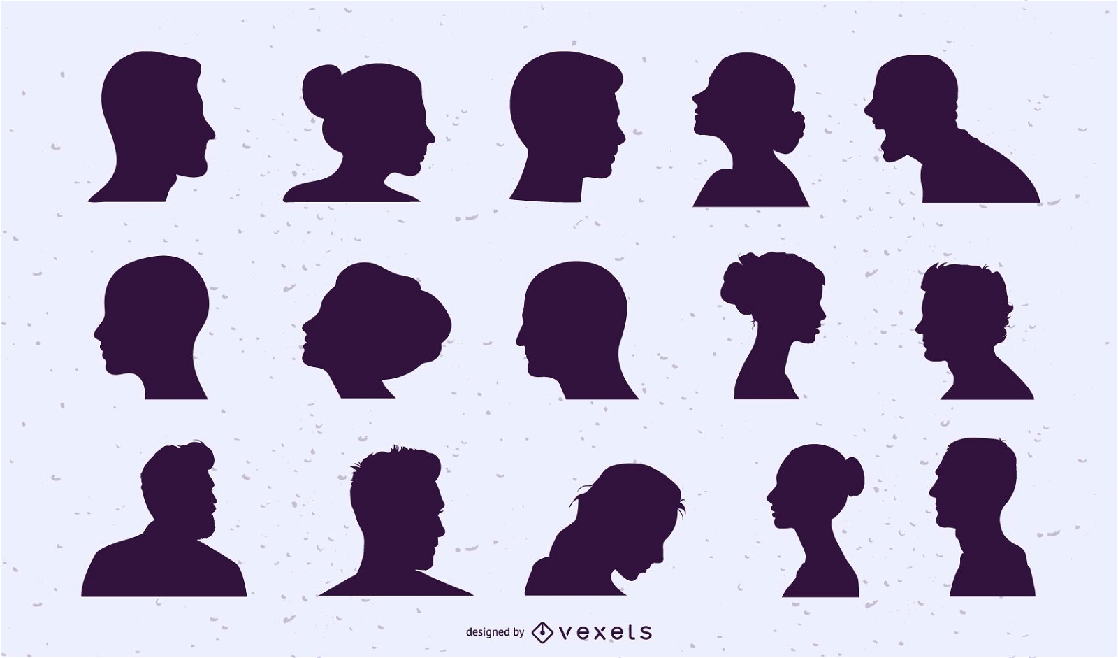 Conjunto de silueta de cabezas de personas