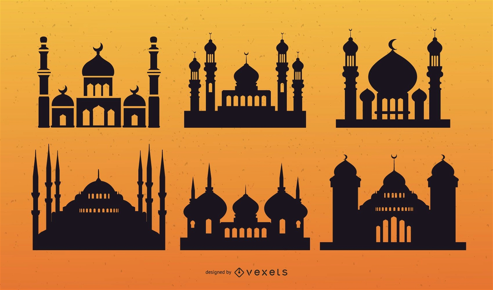 Conjunto de vectores de silueta de mezquita