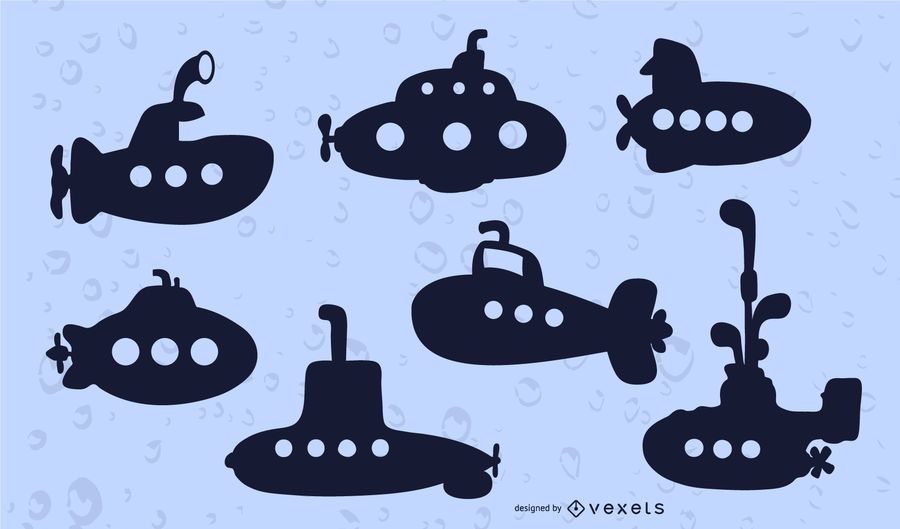 Submarine silhouette vector set Submarine silhouette vector set