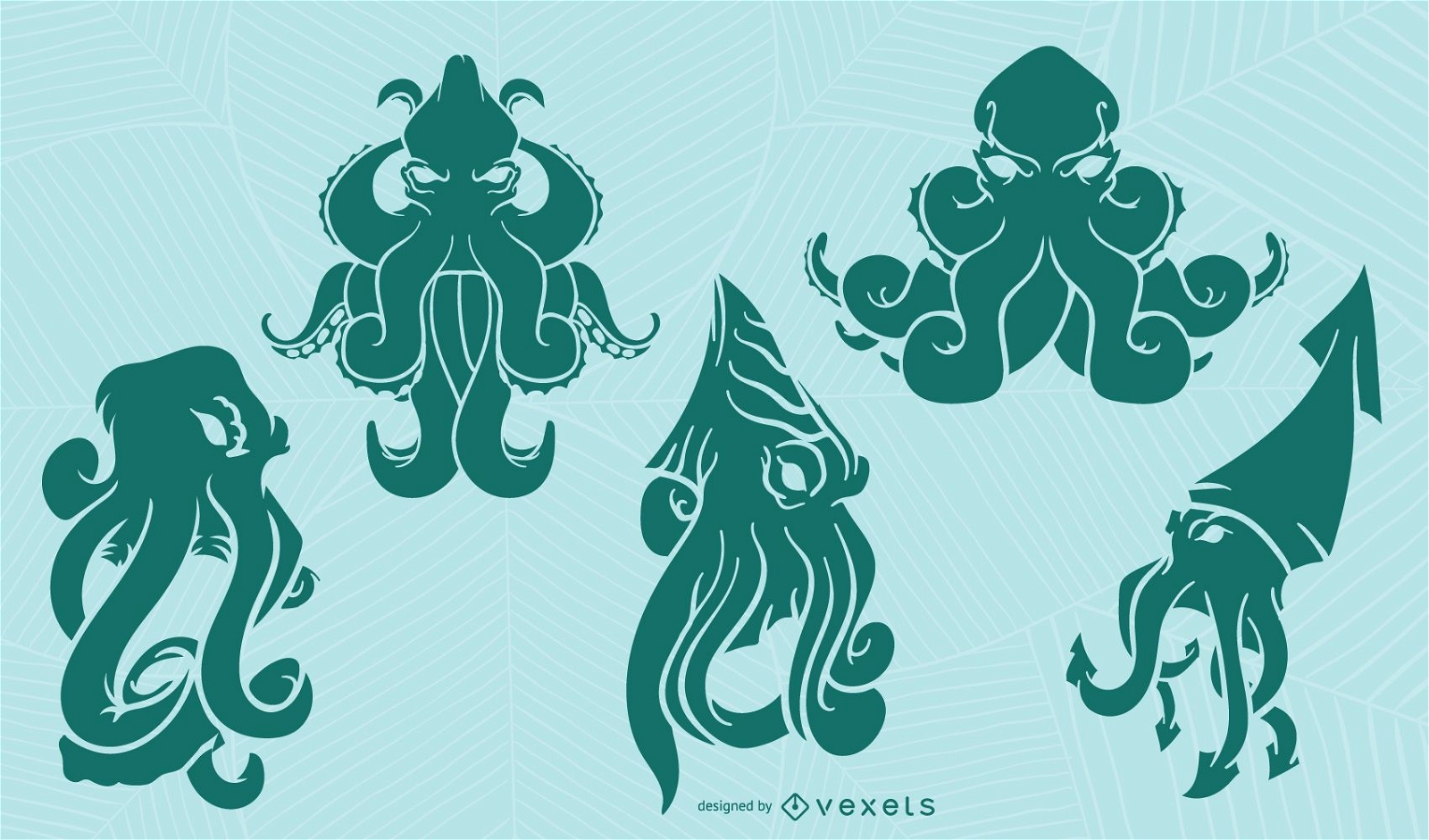 Kraken silhouette set