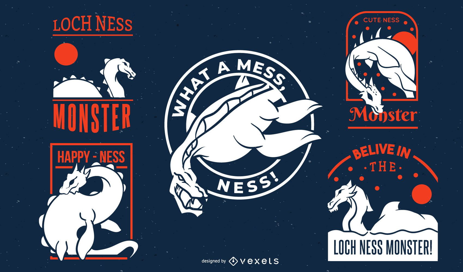 Coleção de emblemas do monstro de Loch Ness
