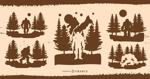 Bigfoot Silhouette Illustration Design Pack