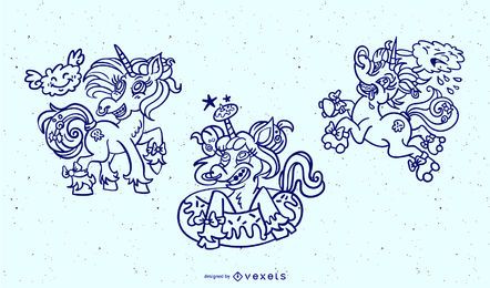 Crazy Unicorn Stroke Design Pack