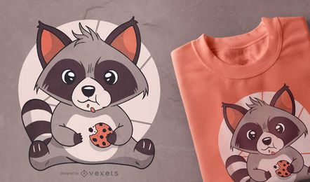 Design de t-shirt de biscoito de guaxinim bonito Design de t-shirt de biscoito de guaxinim bonito