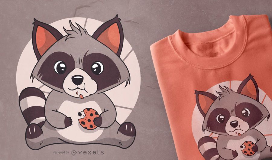 Cute raccoon cookie t-shirt design Cute raccoon cookie t-shirt design