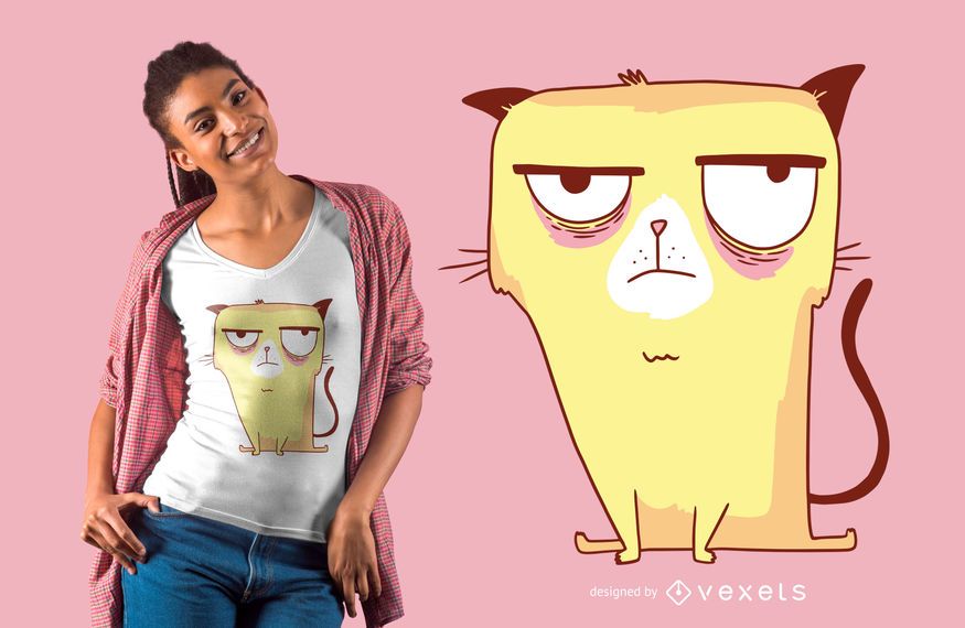 Diseño de camiseta de gato amarillo gruñón Diseño de camiseta de gato amarillo gruñón