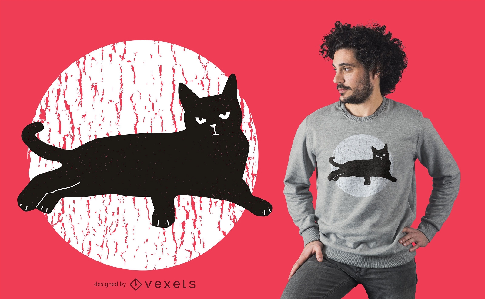 Design de camiseta de gato preto