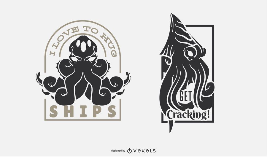 Juego de insignias Kraken Funny Monster Juego de insignias Kraken Funny Monster