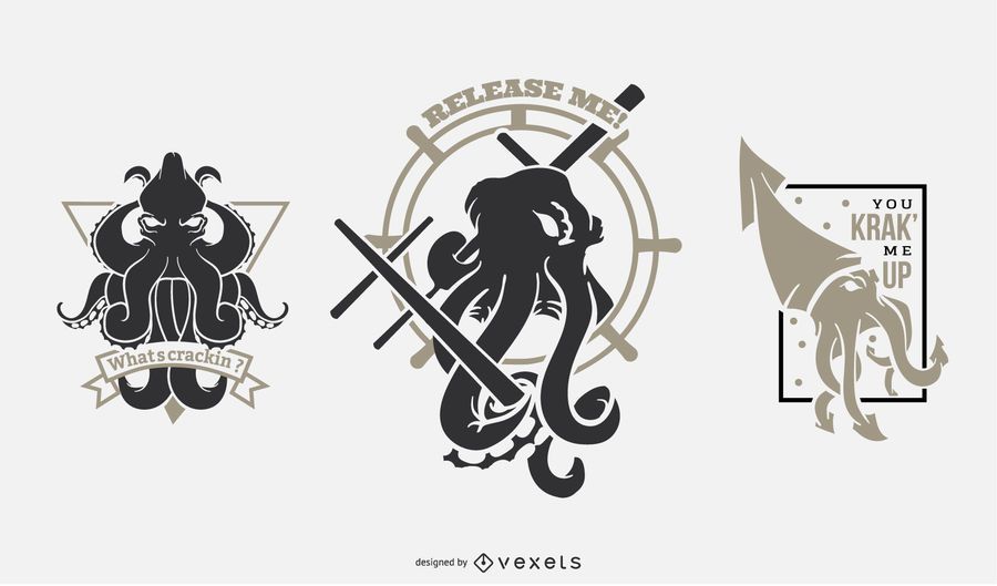 Pacote de distintivos de monstro Kraken Pacote de distintivos de monstro Kraken