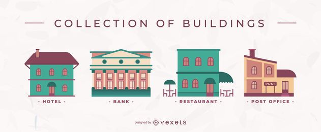 Buildings flat vector set Buildings flat vector set