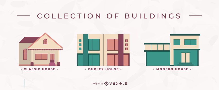Buildings flat houses set Buildings flat houses set