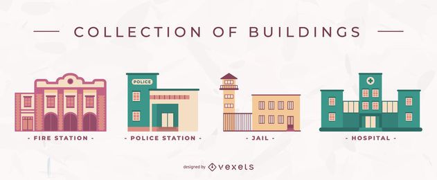 Conjunto de vectores de edificios planos Conjunto de vectores de edificios planos