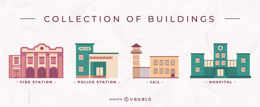 Conjunto de vectores de edificios planos Conjunto de vectores de edificios planos