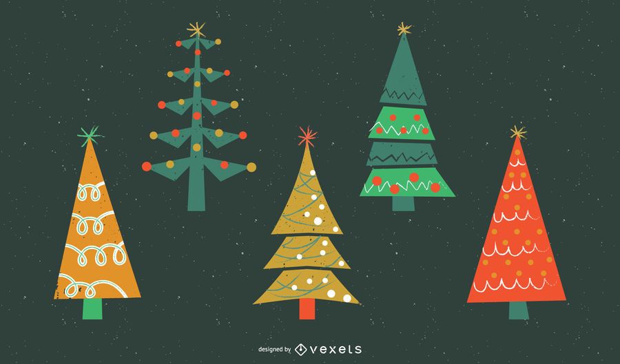 Conjunto de árboles de navidad planos Conjunto de árboles de navidad planos