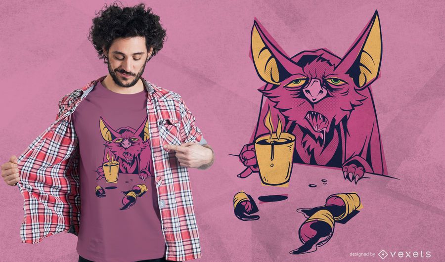 Kaffee Fledermaus T-Shirt Design Kaffee Fledermaus T-Shirt Design