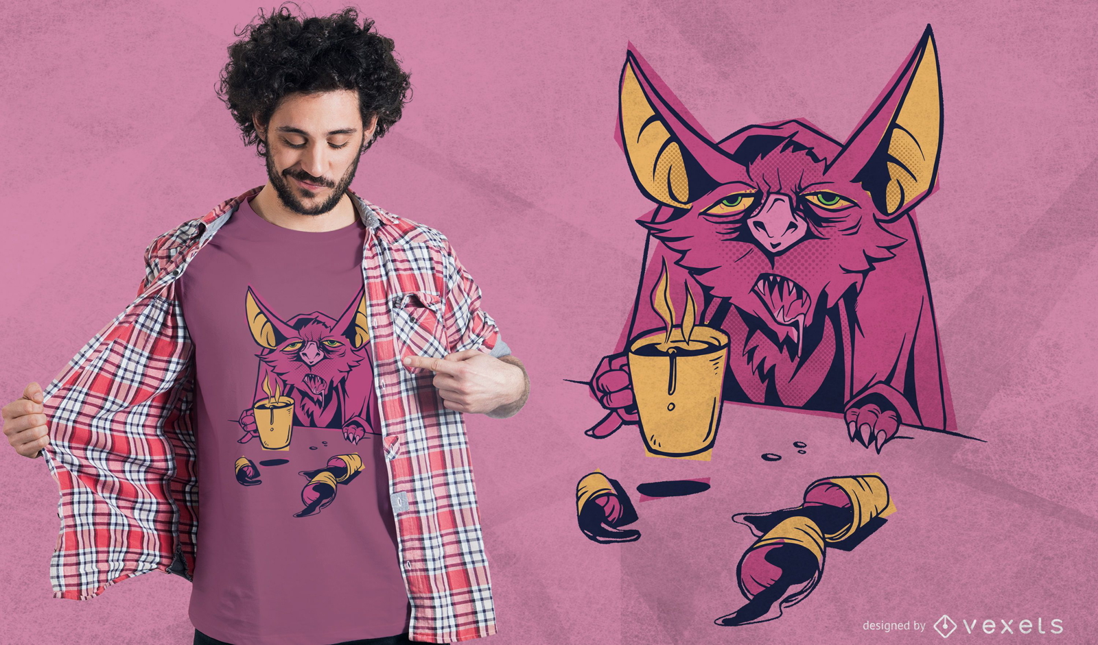 Coffee bat t-shirt design