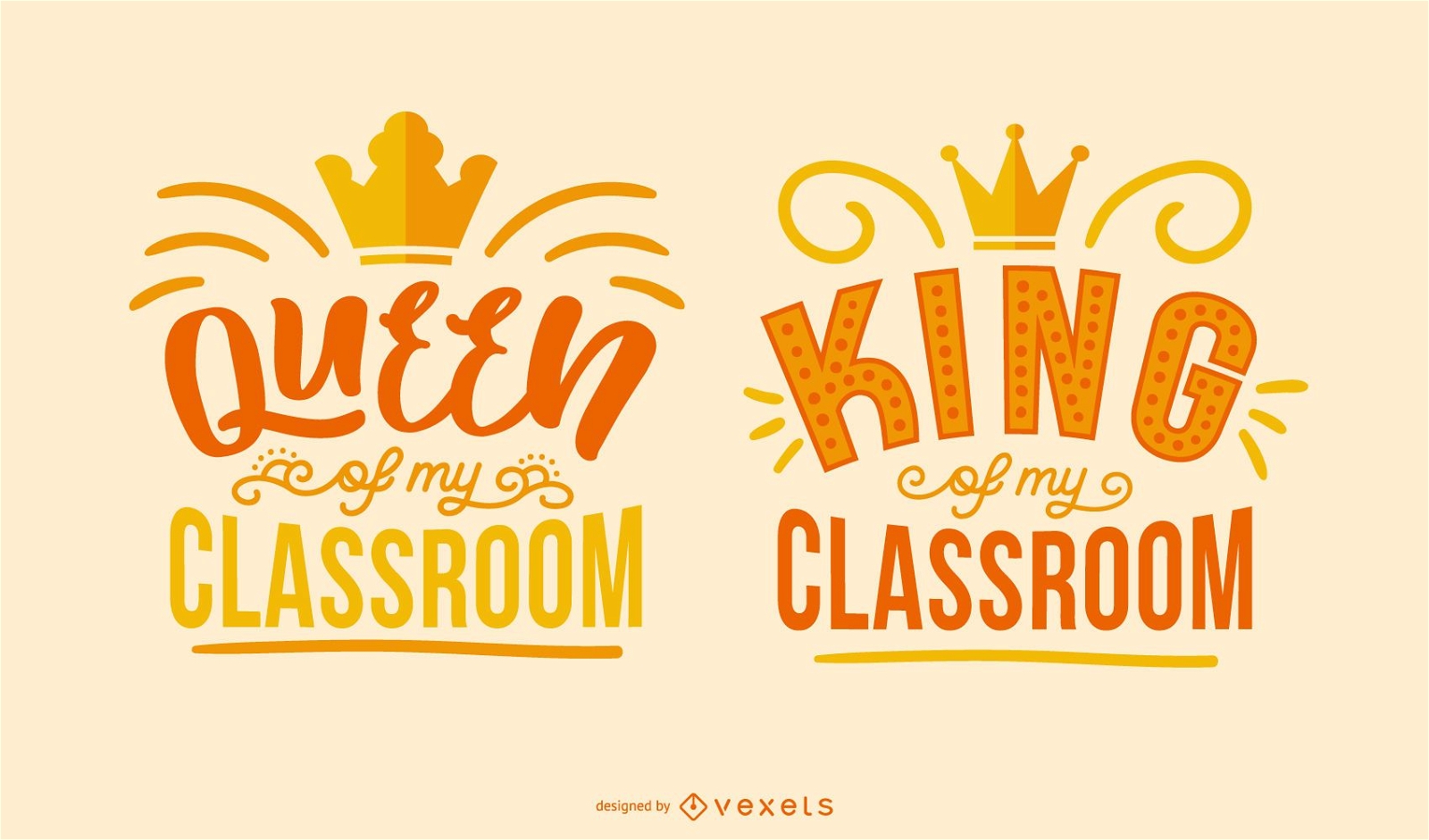 Klassenzimmer Königin König Schriftzug Set