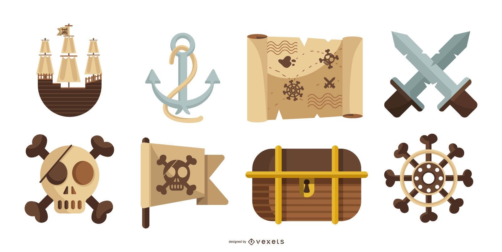 Pack de vectores de elementos piratas