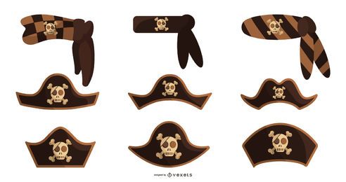 Conjunto de vector de sombreros pirata Conjunto de vector de sombreros pirata