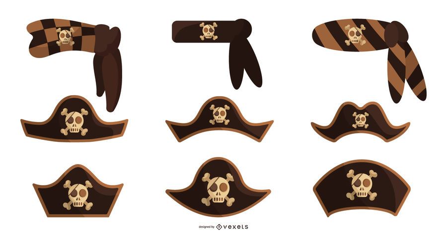 Conjunto de vector de sombreros pirata Conjunto de vector de sombreros pirata