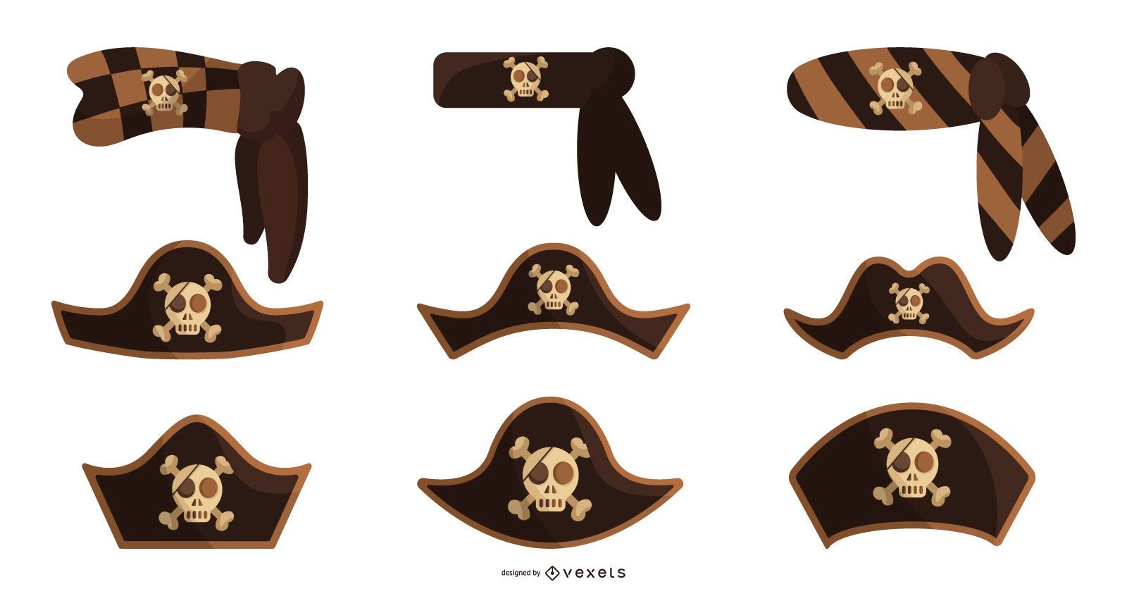 Conjunto de vectores de sombreros de pirata