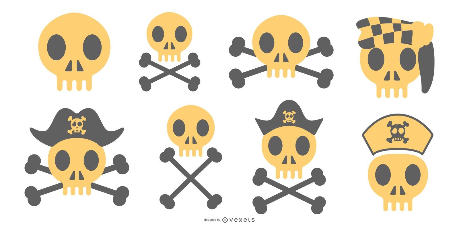 Conjunto de vectores de calaveras piratas