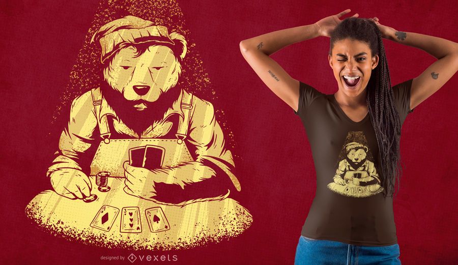 Poker bear t-shirt design Poker bear t-shirt design