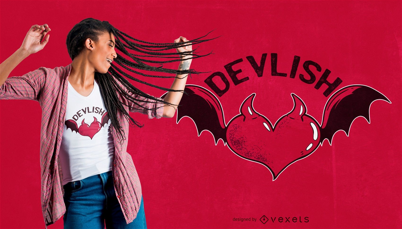 Diseño de camiseta de corazón de diablo