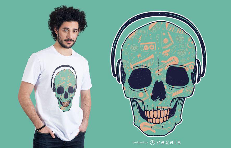 Skull DJ t-shirt design Skull DJ t-shirt design