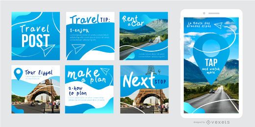 Social post travel template set Social post travel template set