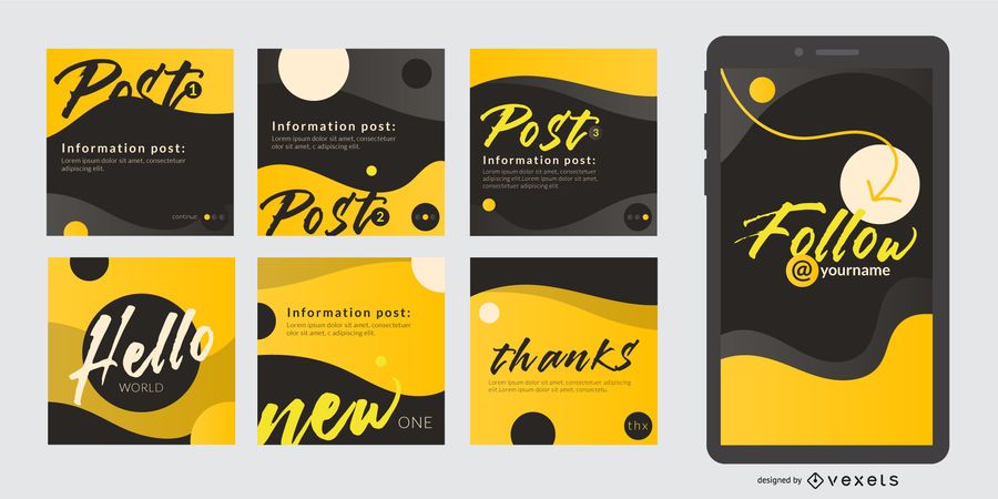Social media post abstract set Social media post abstract set
