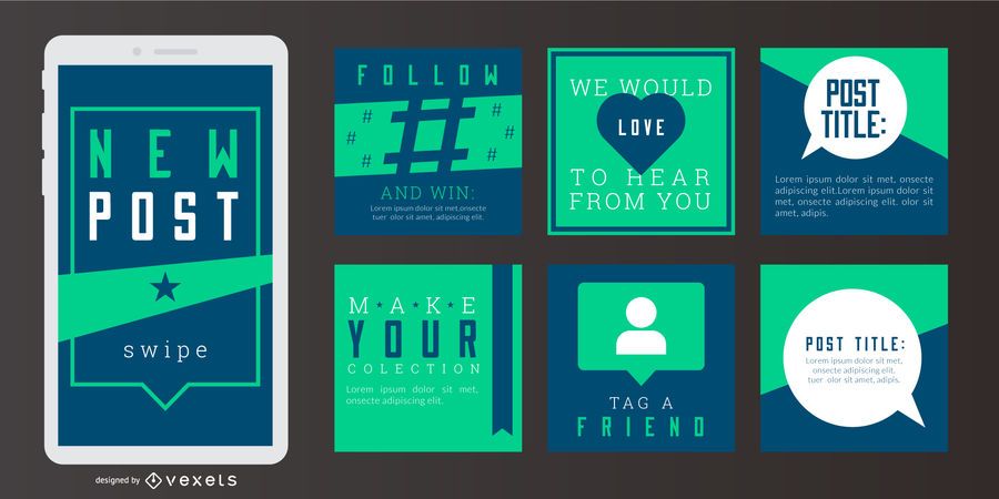 Social media geometric post set Social media geometric post set