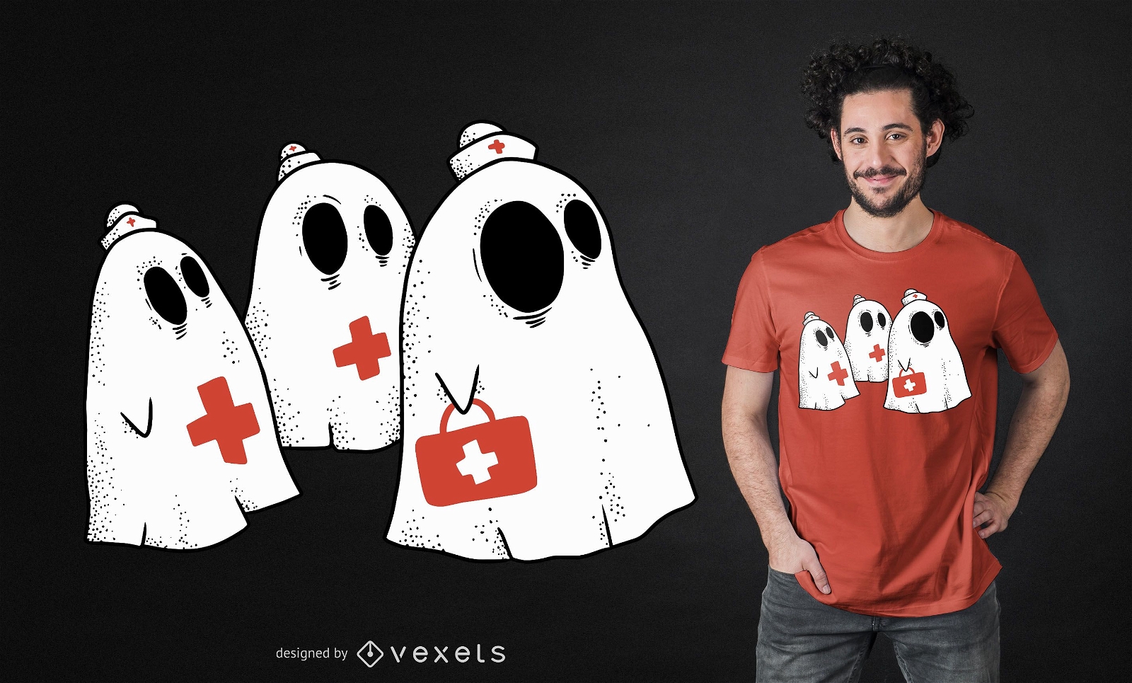 Diseño de camiseta de enfermera fantasma