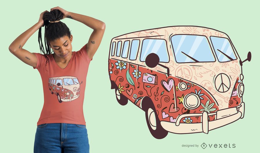 Flower hippie van t-shirt design Flower hippie van t-shirt design
