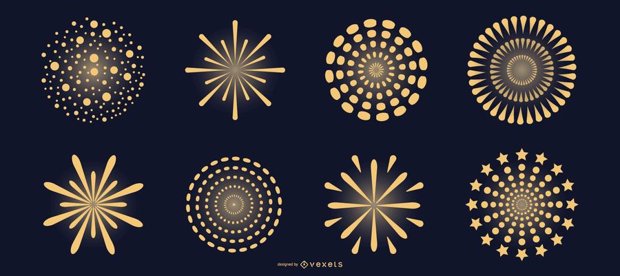 Yellow fireworks vector set Yellow fireworks vector set