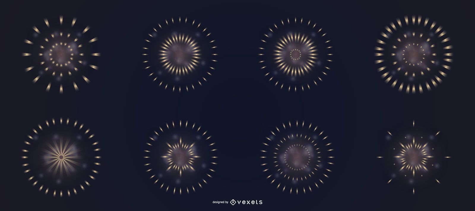 Light fireworks vector set