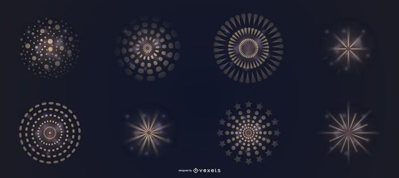 Gradient fireworks vector set