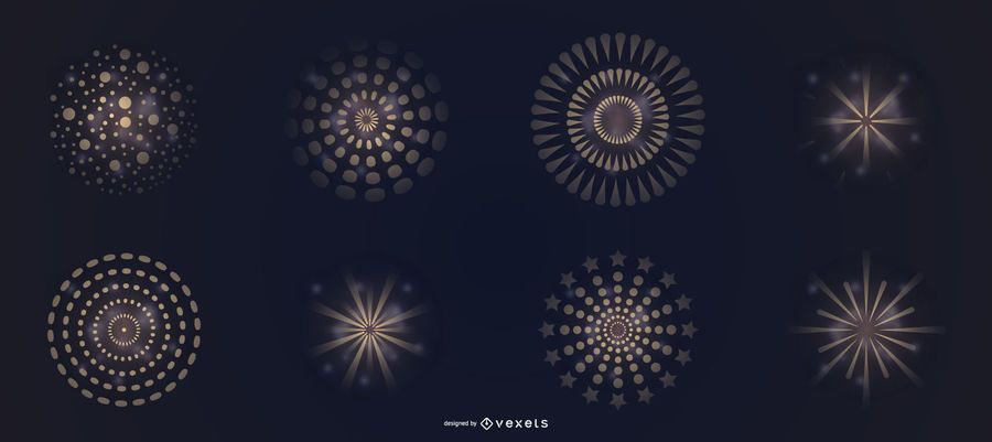 Gradient fireworks vector set Gradient fireworks vector set