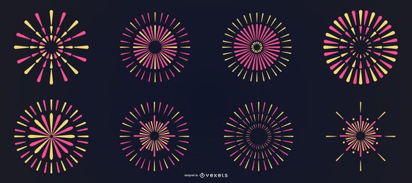 Bright colorful line fireworks set