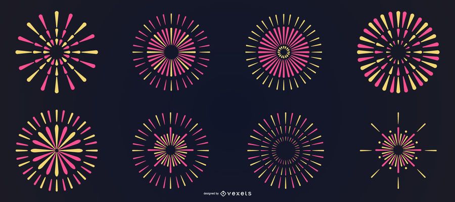 Bright colorful line fireworks set Bright colorful line fireworks set