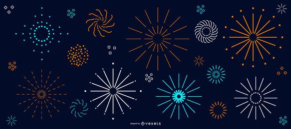 Coleção simples de fogos de artifício coloridos Coleção simples de fogos de artifício coloridos
