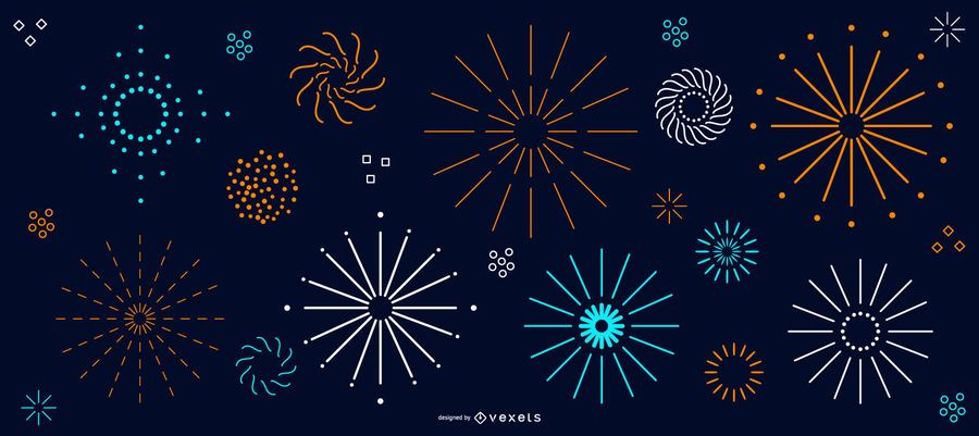 Coleção simples de fogos de artifício coloridos Coleção simples de fogos de artifício coloridos