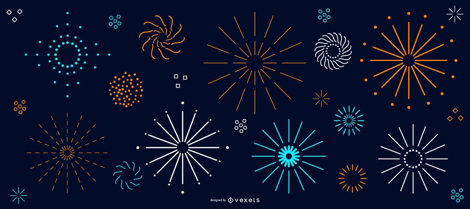 Simple colorful fireworks collection