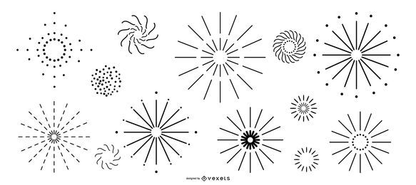 Línea simple colección de fuegos artificiales Línea simple colección de fuegos artificiales