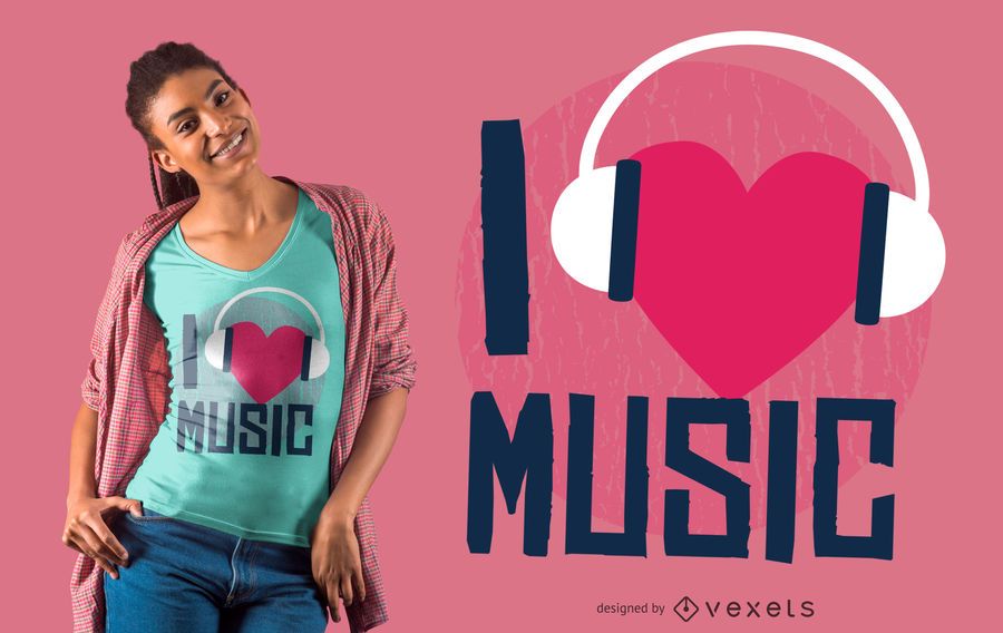 Amo el diseño de camiseta de música Amo el diseño de camiseta de música